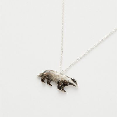 Enamel Badger Short Necklace - Hanging Box