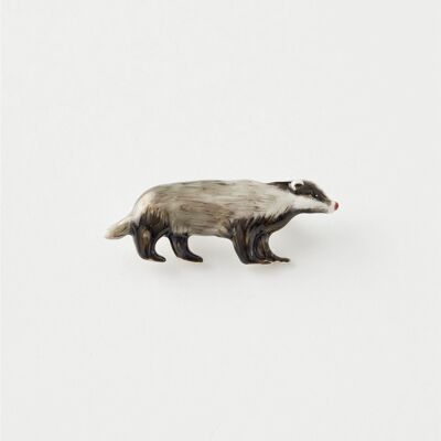 Enamel Badger Brooch - Hanging Box