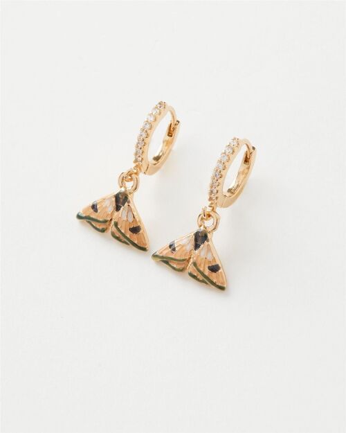 Enamel Moth Huggie Earrings - Hanging Box