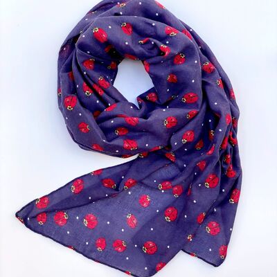 Navy Ladybird Scarf