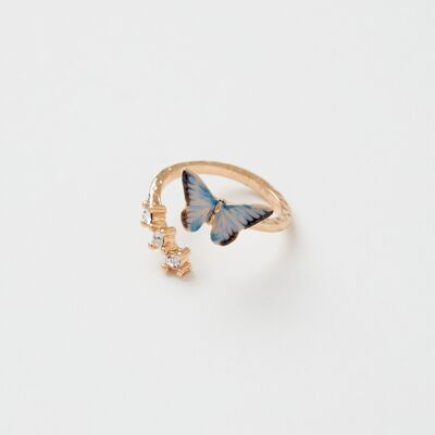 Enamel Blue Butterfly Ring