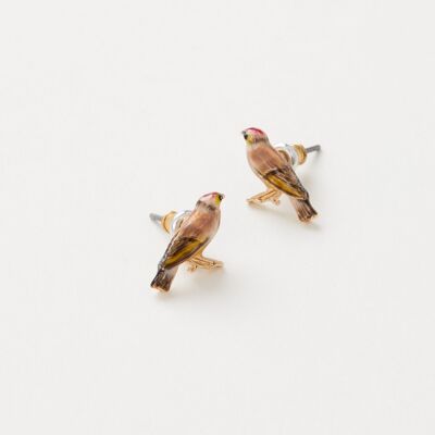 Enamel Goldfinch Stud Earrings