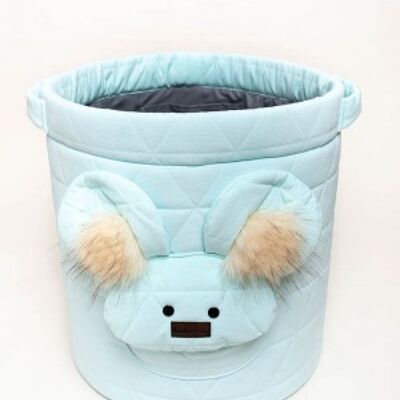 Teddy toy basket Triangles Aquamarine