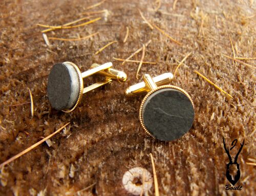 Gold plated natural slate cufflinks