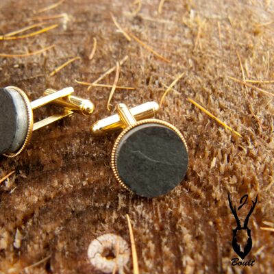 Gold plated natural slate cufflinks