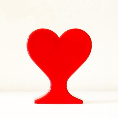 Vase coeur en céramique rouge fait à la main