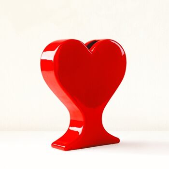 Vase coeur en céramique rouge fait à la main 2