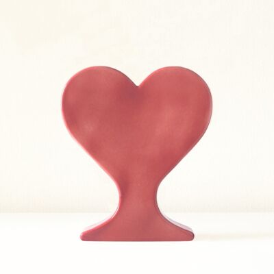 Vase coeur en céramique rose fait main