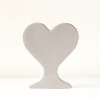 White handmade ceramic heart vase