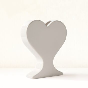 Vase coeur en céramique blanc fait main 2