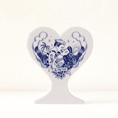 Jarrón corazón de cerámica hecho a mano "Amor"