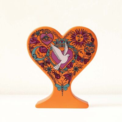 Vaso cuore in ceramica fatto a mano "Natzin" Arancione