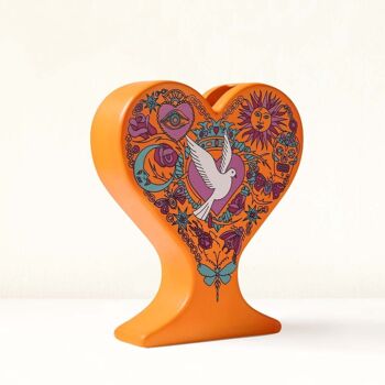 Vase coeur en céramique fait main "Natzin" Orange 2