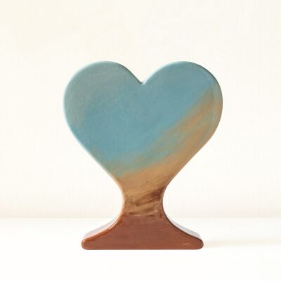 Vaso cuore in ceramica fatto a mano "Paesaggi estivi"