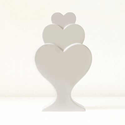 Handmade ceramic heart vase "Tower of love White"