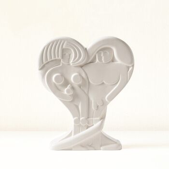 Vase coeur en céramique fait main "Ève et Adam" blanc 1