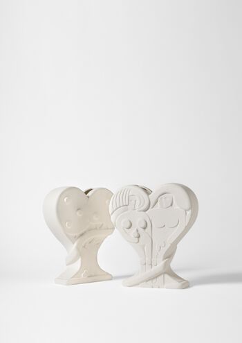 Vase coeur en céramique fait main "Ève et Adam" blanc 3