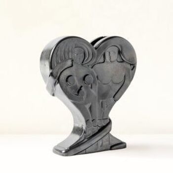 Vase coeur en céramique fait main "Eve et Adam" Métallisé 2