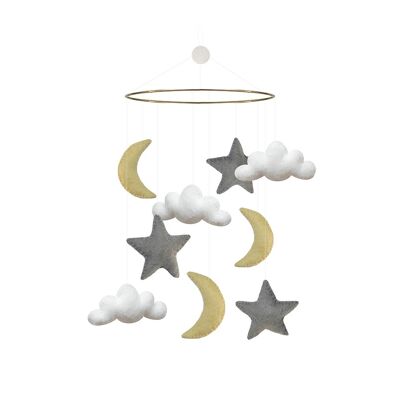 Móvil, Nube/Estrella/Luna, Gris/Amarillo