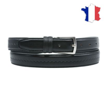 Cinturón de piel plena flor fabricado en Francia FR6650
