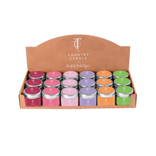 Quintessential 18 Tin Candles Counter Top Display Collection 2