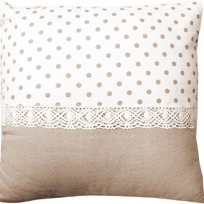 CHARME removable cushion with lace braid NATURAL BEIGE 40x40cm