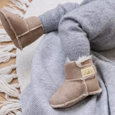 Chaussons bébé Louison taupe