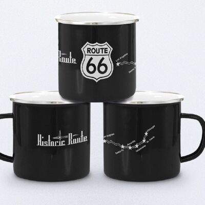 black Historic Route 66 enamel mug / cup -