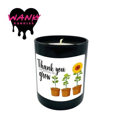 3 x Wanky Candle Black Jar Scented Candles - Thank you for helping me grow-WCBJ182