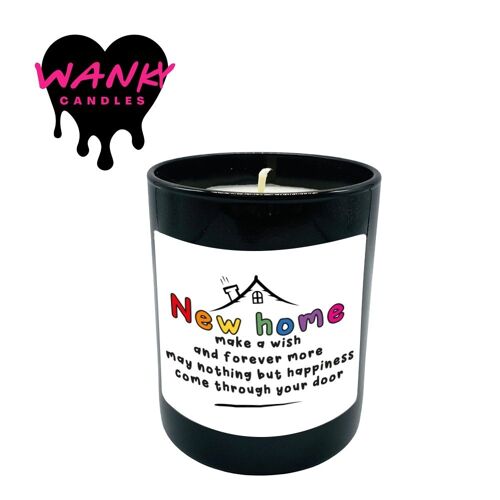 3 x Wanky Candle Black Jar Scented Candles - New home...nothing but happiness come through your door - WCBJ184