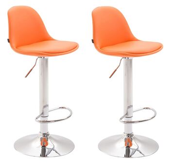 Bonifati Lot de 2 Tabourets de Bar Similicuir Orange 12x39cm 1