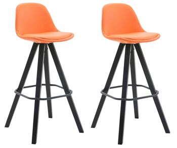 Talona Lot de 2 Tabourets de Bar Similicuir Orange 11x44cm 1