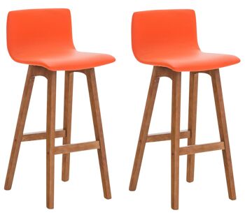 Canolo Set de 2 Tabourets de Bar Similicuir Orange 12x40cm 5