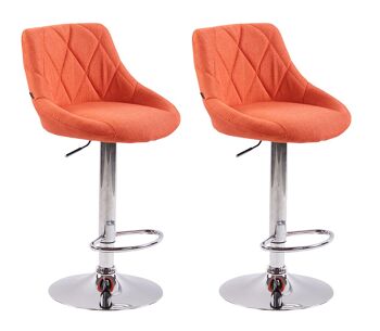 Lot de 2 Tabourets de Bar Sulbiate Tissu Orange 7x49cm 1