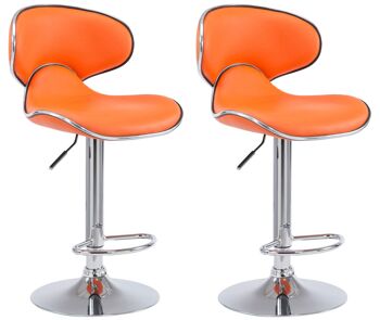 Ornaro Lot de 2 Tabourets de Bar Similicuir Orange 8x49cm 1