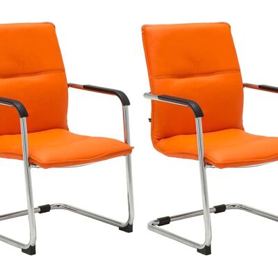 Libertino Set van 2 Bezoekersstoelen Kunstleer Oranje 8x60cm