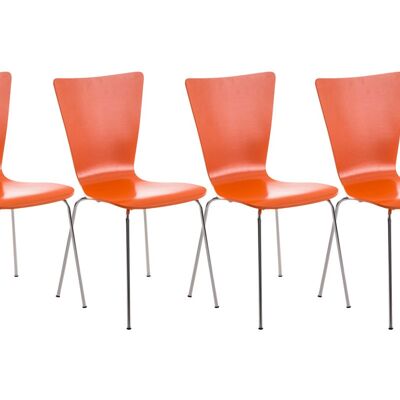 Centone Set van 4 Bezoekersstoelen Hout Oranje 16x50cm