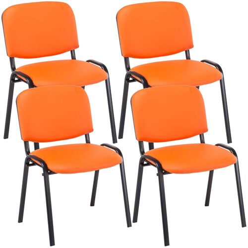 Tignale Set van 4 Bezoekersstoelen Kunstleer Oranje 4x53cm