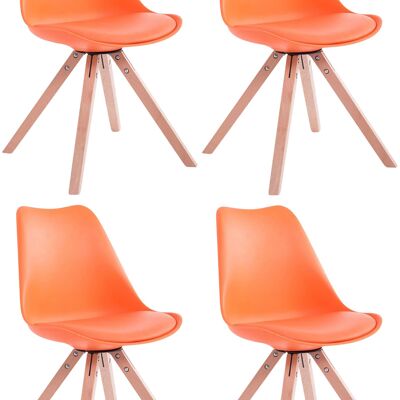 Conicella Set van 4 Eetkamerstoelen Kunstleer Oranje 6x55.5cm