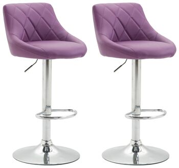 Prognetto Lot de 2 Tabourets de Bar Simili Cuir Violet 7x49cm 1