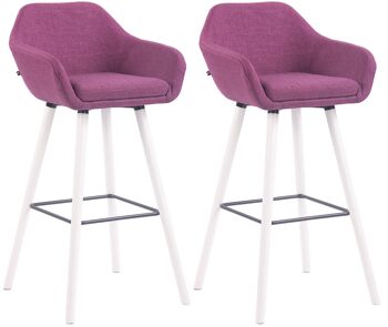 Lot de 2 Tabourets de Bar Cesar Tissu Violet 8x52cm 1