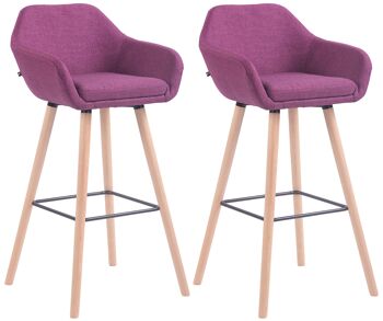 Malafede Lot de 2 Tabourets de Bar Tissu Violet 8x52cm 1