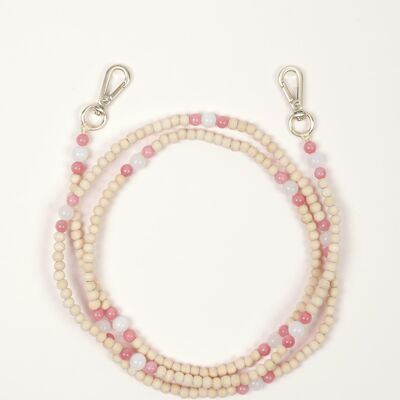 Bandouliere en perles de bois arielle - rose