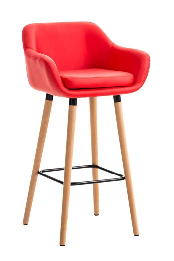 Tabouret de Bar Avant Cuir Artificiel Rouge 7x46cm 1