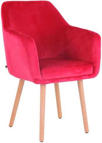 Stienta Chaise de salle à manger Velours Rouge 10x58cm 1