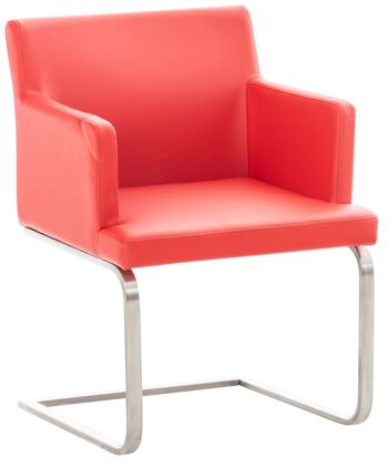 Pedavena Chaise de salle à manger Cuir artificiel Rouge 13x60cm 1