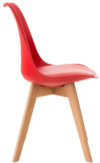 Brecciosa Chaise de salle à manger Cuir artificiel Rouge 4x50cm 3