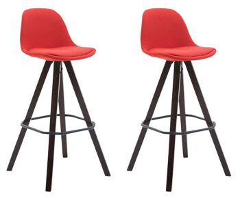 Quaglieri Lot de 2 Tabourets de Bar Tissu Rouge 11x44cm 1