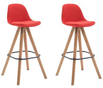 Recentino Lot de 2 Tabourets de Bar Tissu Rouge 11x44cm 1