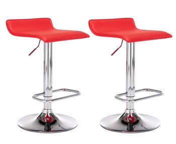 Tortoreto Set de 2 Tabourets de Bar Simili Cuir Rouge 5x41cm 5